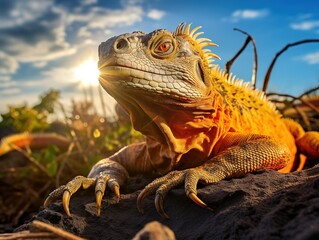 Land Iguana in the Galapagos Islands - obrazy, fototapety, plakaty