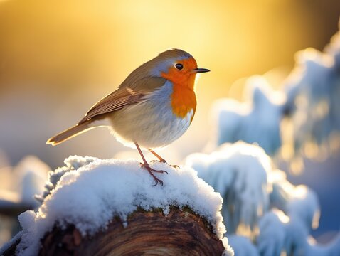 Red Robin in white winter