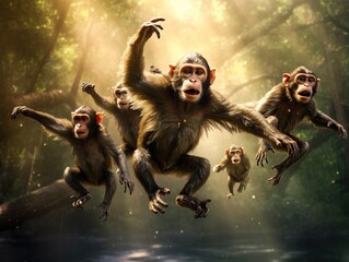 Macaque in motion - obrazy, fototapety, plakaty