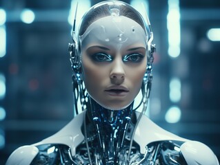 Russia Vladivostok 12 2018: Artificial intelligence a robot that can talk