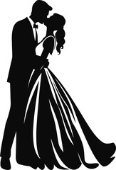 Bride and groom Silhouette, Wedding Silhouette, New family illustration