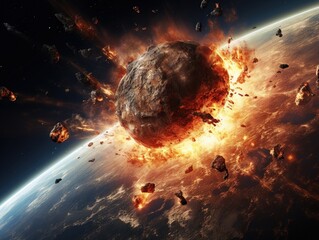 Earth mass extinction doomsday event from a comet - obrazy, fototapety, plakaty