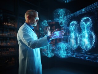 Colorectal Cancer Doctor working on holographic interface Motion Graphics