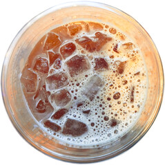 Top view of a glass of coffee