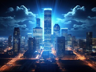 Houston blue buildings skyscraper city