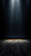 Empty dark stage illuminated with spotlight focus on the floor. Suitable for product showcase and...