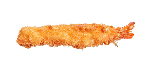  Delicious single tempura prawn over isolated white background