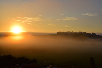 morning fog at sunset time in the Eifel