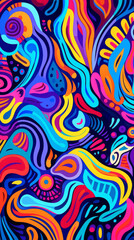 Vibrant Colorful modern hand drawn trendy abstract pattern