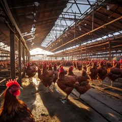 Deurstickers Beautiful ecological chicken on domestic farm with chickens at factory   high quality image © Ilja