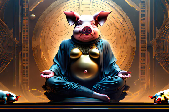 A meditating pig. Generative AL