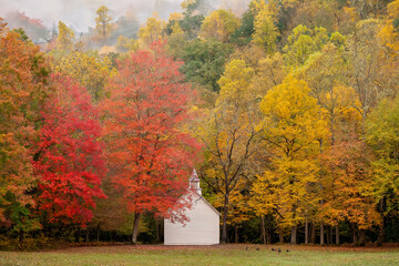 Obraz premium autumn landscape in the Fall, Rural Church