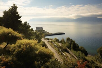 Scenic sea view from Awaji Island. Generative AI