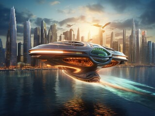Scout Ship Landing in a Future City