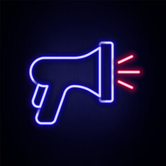Glowing neon line Garden hose icon isolated on brick wall background. Spray gun icon. Watering equipment. Colorful outline concept. Vector