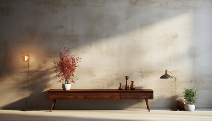 Empty room interior with textured concrete wall   high quality 3d render in super resolution