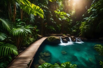 tropical pool in jungle