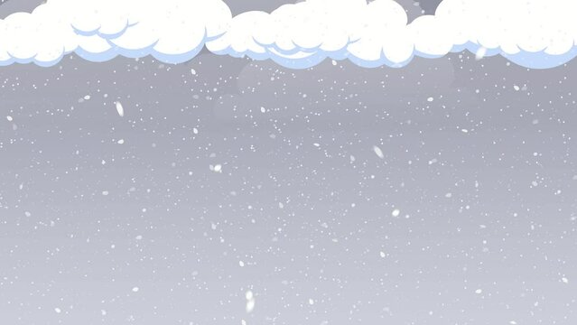 Bizzard snowfall with clouds, 4k animation video background