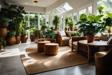 living room with plants