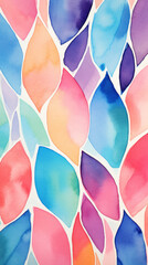Watercolor Colorful modern hand drawn trendy abstract pattern