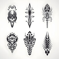 Fototapeta premium black and white tribal tatto in a set design