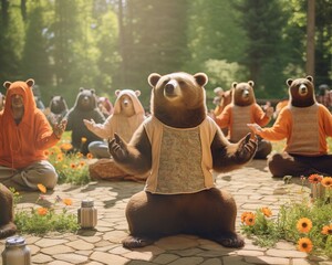 Bear Yoga instructor leading a peaceful class