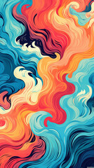 Waves Colorful modern hand drawn trendy abstract pattern