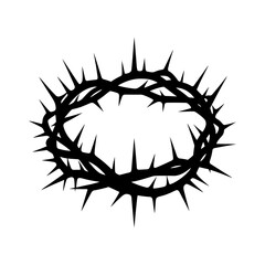 Crown of thorns icon. Black silhouette of a religious symbol of Christianity.