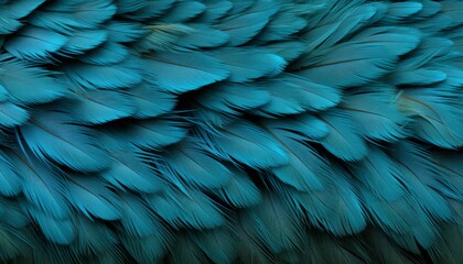 Obraz premium Blue feathers texture background with detailed digital art of elegant big bird feathers
