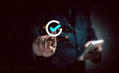 Businesspeople rate the highest satisfaction when receiving services using their smartphones. Responding to surveys to assess quality. Taking surveys online. certificate questionnaire. marketing.