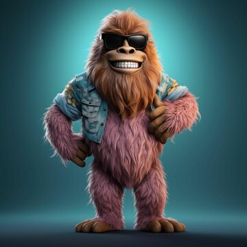 AI generated illustration of a cartoon gorilla wearing sunglasses and striking a confident pose