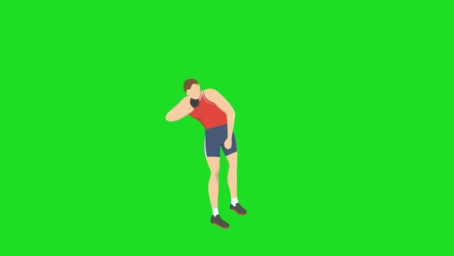 athlete shot put throwing cartoon animation green screen background clip art