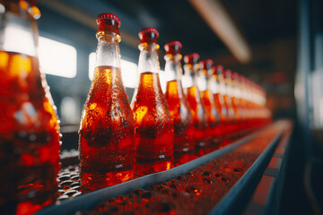 Carbonated Beverage Factory in Action - obrazy, fototapety, plakaty