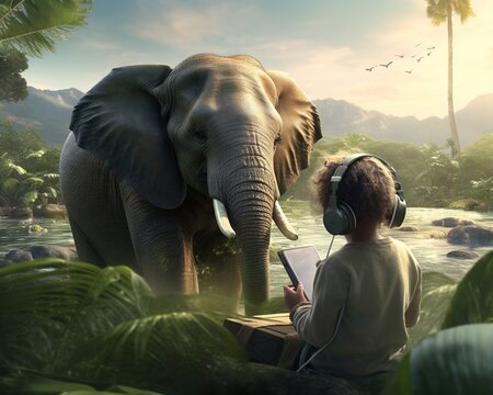 Elephant Wildlife sound recordist capturing nature's symphony