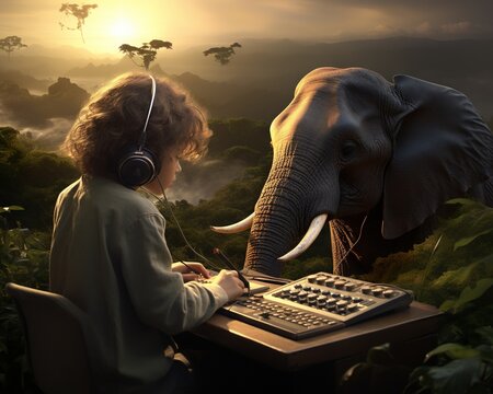 Elephant Wildlife sound recordist capturing nature's symphony
