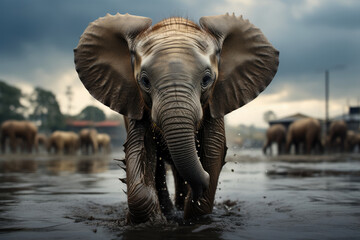 Fototapeta na wymiar Majestic Elephant in the Wild