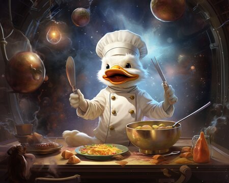 Duck Interdimensional chef blending flavors from alternate realms