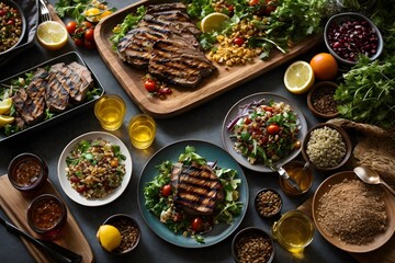 Meat and vegetables. Dinner. Generative AI.