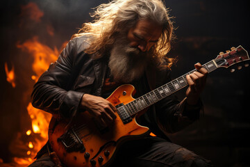 Obraz premium The Guitarist's Intimate Performance