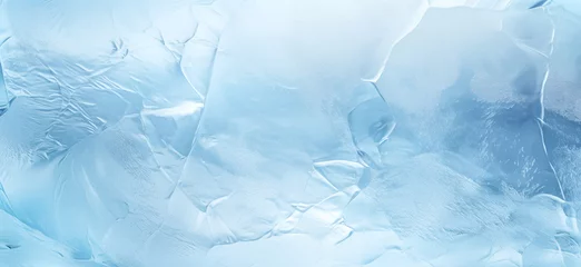 Poster Ice texture background. The textured cold frosty surface of ice block on blue background. © Viks_jin
