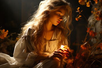 Autumn's Beauty: Girl in Nature