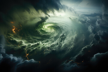 Calm in the Chaos: Hurricane's Eye View - obrazy, fototapety, plakaty