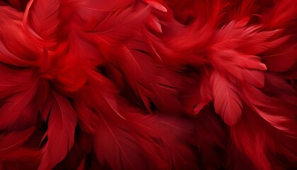 Vibrant red feathers texture background with detailed digital art showcasing big bird feathers