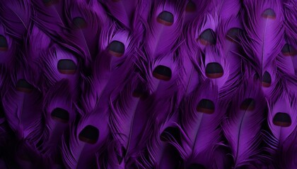 Elaborate purple feather texture background with detailed digital art of large bird feathers