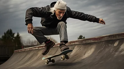 Poster Image of an old man riding a skateboard. © kept