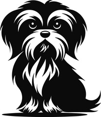 silhouette character shih tzu dog,cute logo.