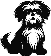 silhouette character shih tzu dog,cute logo.