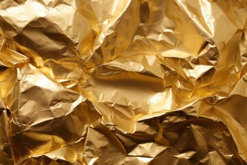 Captivating gold crumpled foil texture backdrop for glamorous designs and presentations