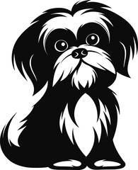 silhouette character shih tzu dog,cute logo.