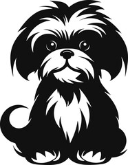 silhouette character shih tzu dog,cute logo.